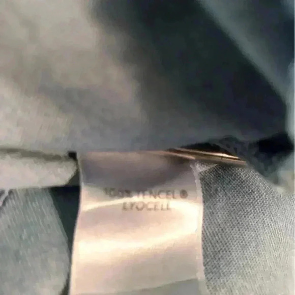 J Jill Denim Chambray Blouse XL Double Bell Sleeves Button Back 3/4 sleeves - Picture 5 of 5